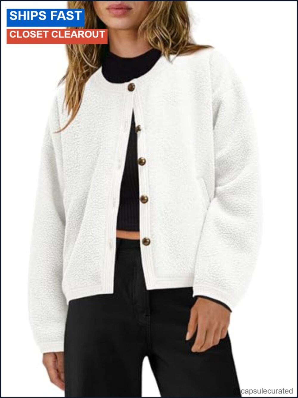 Womens Sherpa Fleece Button Down Jacket Oversized Cardigan Sweater